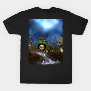 Little fairy with playing dolphin T-Shirt